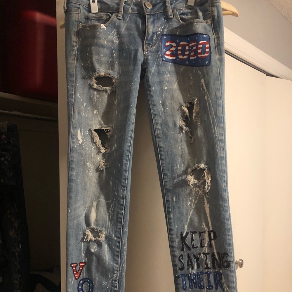 Political one of kind size 4 jeans.